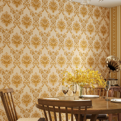 壹件代發歐式大馬士革PVC牆紙AB版條紋客廳臥室餐廳賓館裝修壁紙