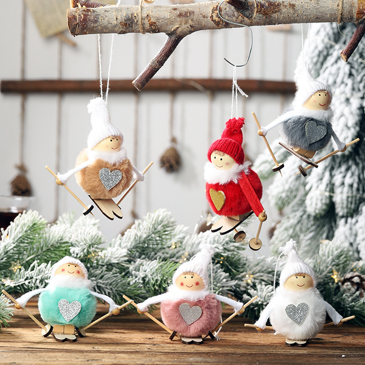 Christmas New Pompom Doll Pendant Ski Snowman Hanging Christmas Decoration Supplies Tree Pendant display picture 1