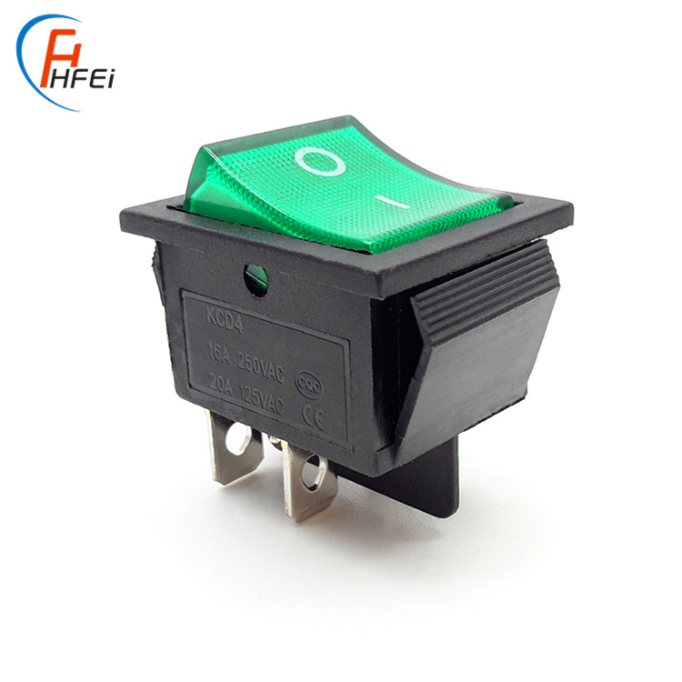 船型开关KCD4 四脚带灯 25*31翘板开关