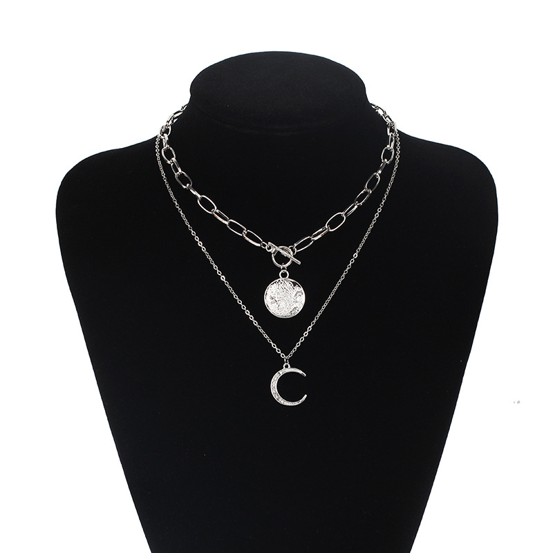 21g Weight Necklace Classification Women'S Gender Fashion Style Gold, Silver Color Fashion Alloy Moon Women's Necklace Clavicle Chain 5