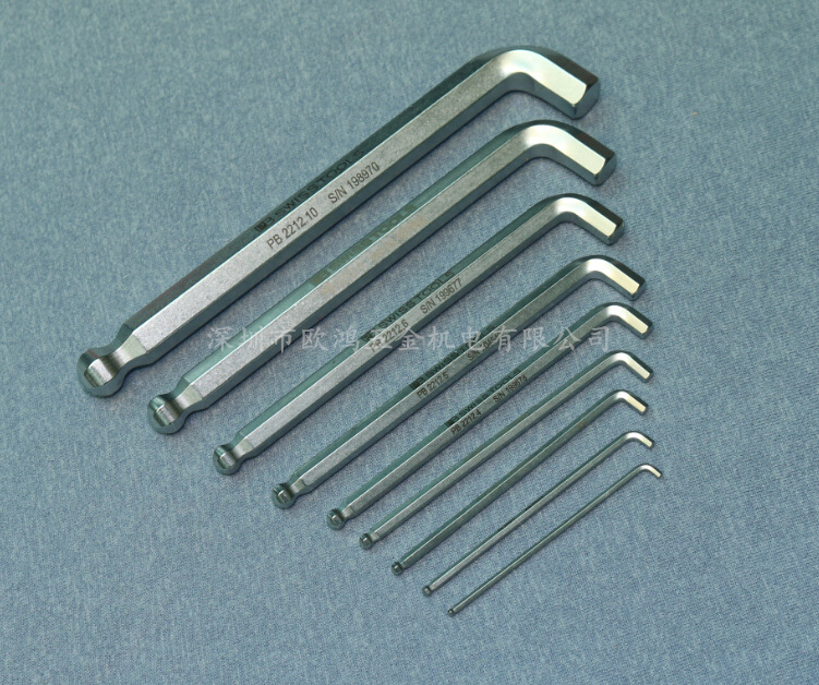 瑞士PB 2212系列1.5 2.5 3 4 5 6 8MM 100°弯头短销头内六角扳手