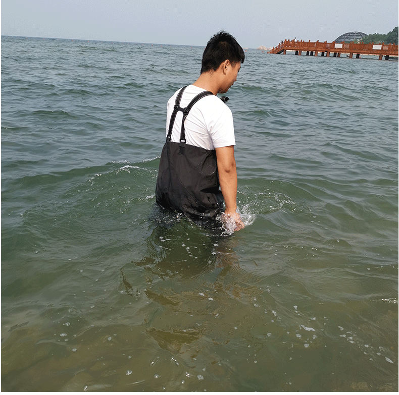 黑色半身背带下水裤,户外涉水裤,下水裤,钓鱼捕鱼服
