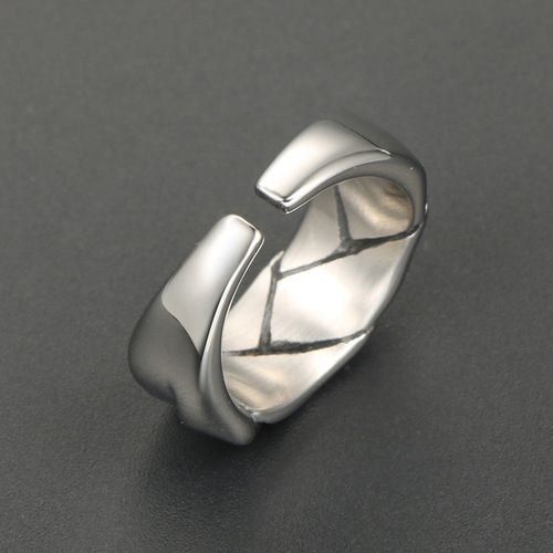European and American hip-hop stainless steel braided ring, trendy men's fashionable titanium steel ring with adjustable opening SA1072