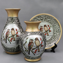 陶瓷花瓶工艺礼品三件套家居摆件现代客厅书房简约装饰品