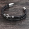 Woven bracelet stainless steel, European style, genuine leather