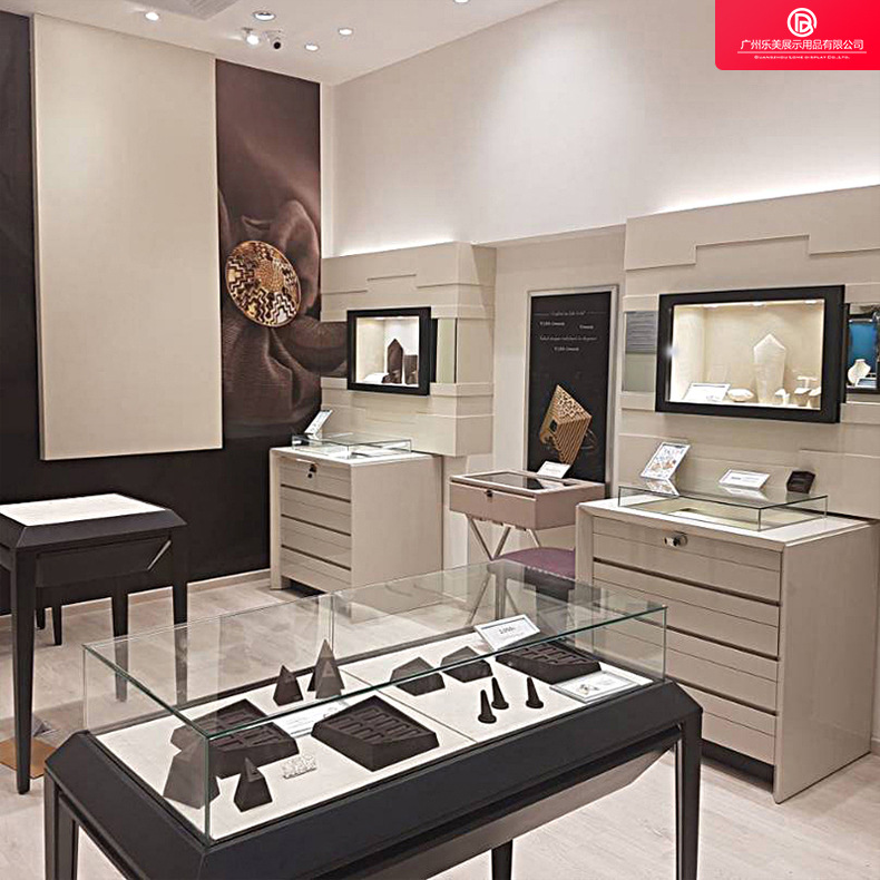 专业定制不锈钢珠宝柜高端精品展示柜黄金首饰展柜弧形钢化玻璃柜