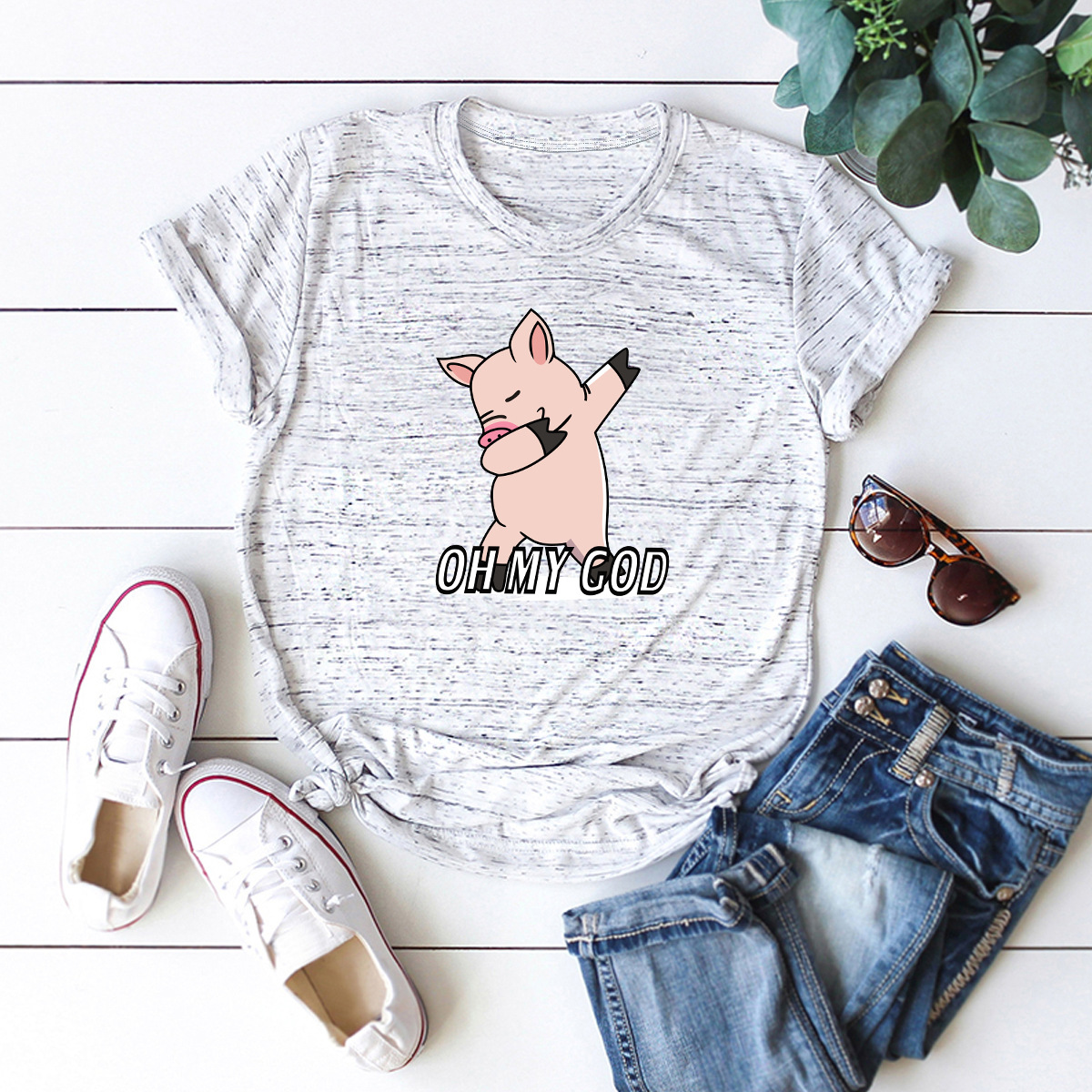 fashion cartoon pig printing T-shirt NSSN41947