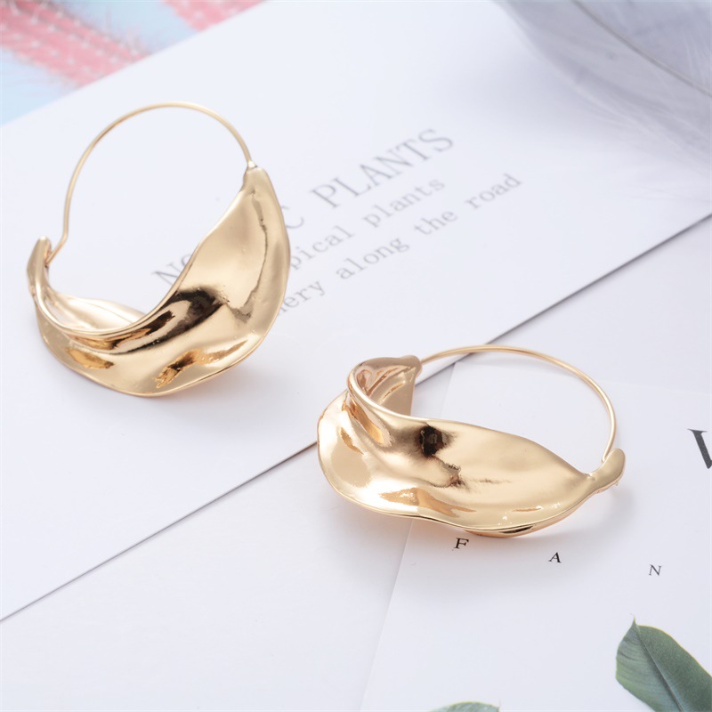 New Irregular Earrings Metal Flower Basket Exaggerated Earrings Wholesale Nihaojewelry display picture 6