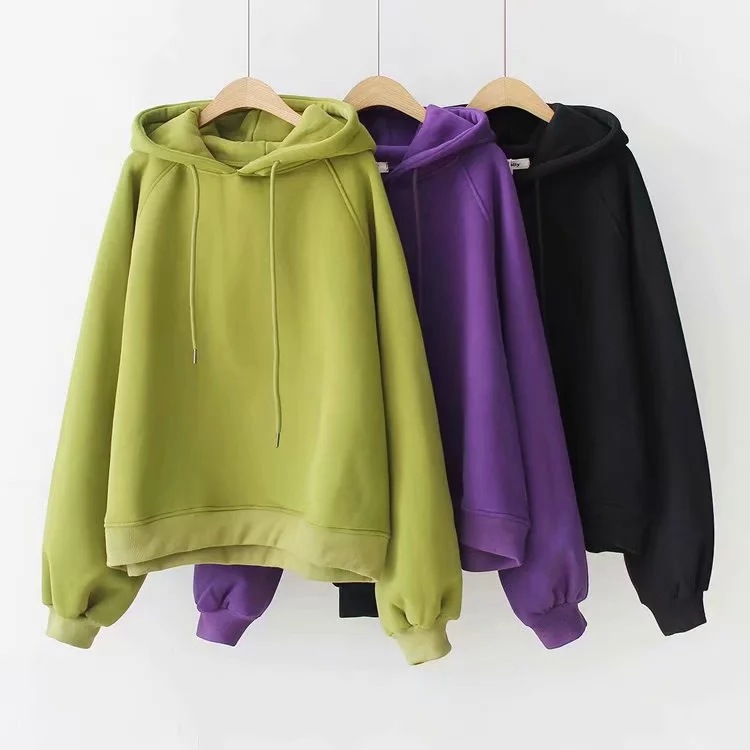 Fleece loose flying sleeves thickened hooded sweatershirt NSAC14353