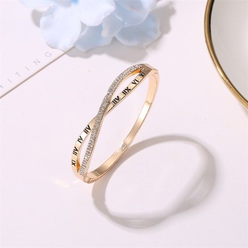 European and American Cross Roman Bracelet for Women Fashion Internet Celebrity Same Style Rhinestone Cross Bracelet Cross-border Hot Selling Handmade Jewelry Wholesale
