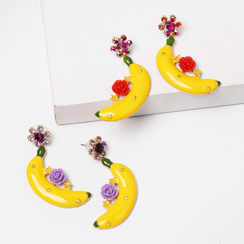 Banana Flower Earrings Diamond Stud Earrings Women's Earrings Wholesale display picture 2