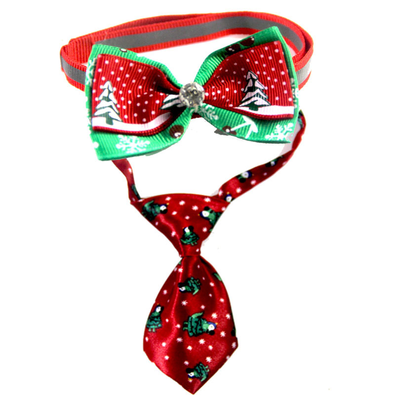 Casual Ribbon Christmas Color Block Bowknot Pet Accessories 1 Piece display picture 4