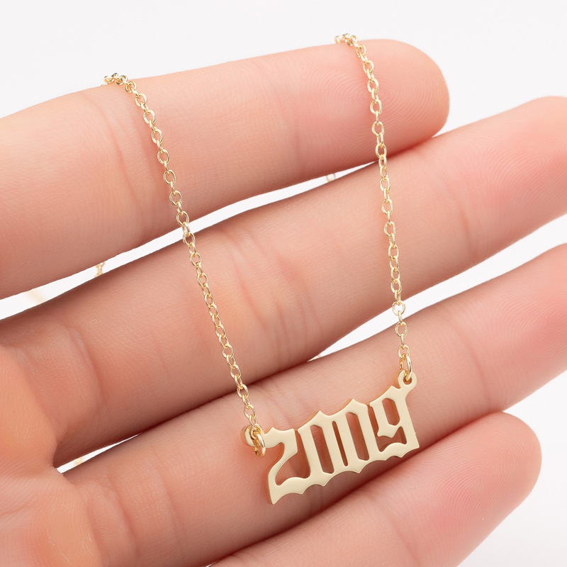 Women's Fashion Number Stainless Steel Pendant Necklace Plating Stainless Steel Necklaces display picture 5