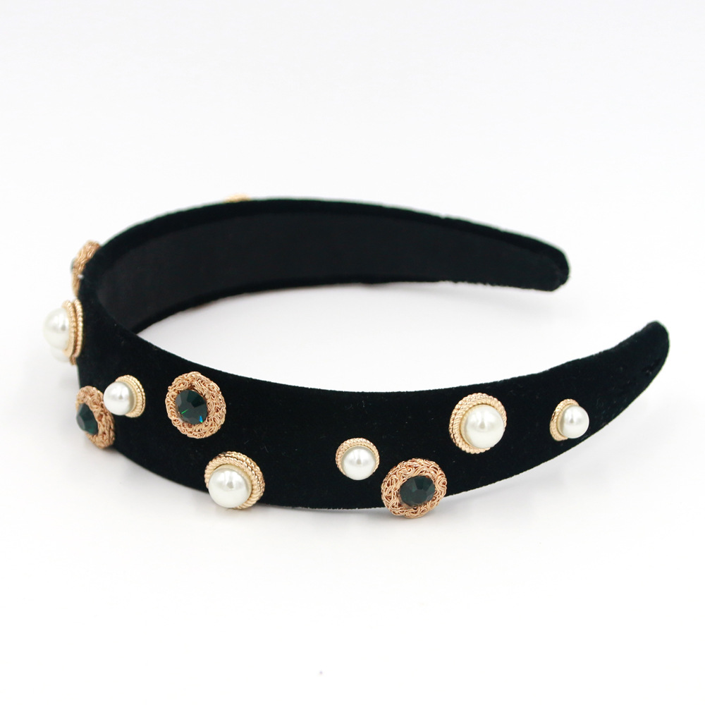 Hot Selling Fashion Crystal Clear Pearl Metal Headband display picture 3