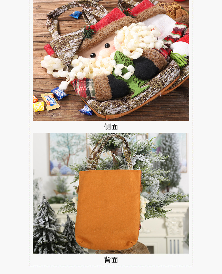 New Christmas Decoration Supplies 19 Imitation Bark Gift Bag Creative Three-dimensional Elderly Snowman Deer Gift Bag display picture 9