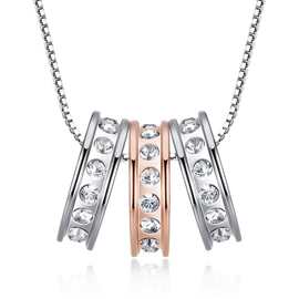 韩版饰品批发三圈三环奥地利水晶缘定三生项链 生日礼物女锁骨链