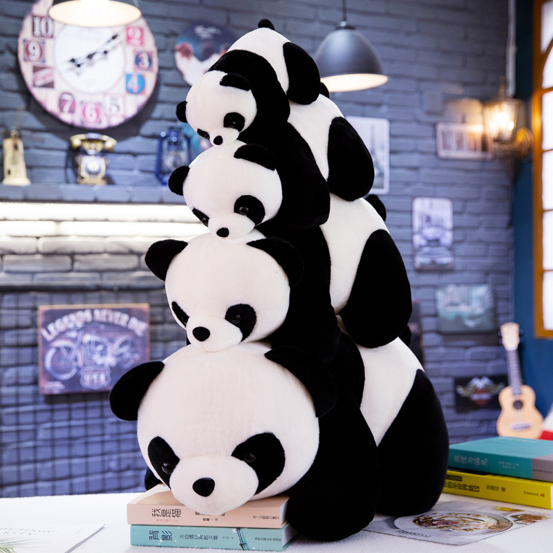 simulation Giant Panda Doll Short plush toy Street vendor children Ragdoll birthday gift Printed LOGO