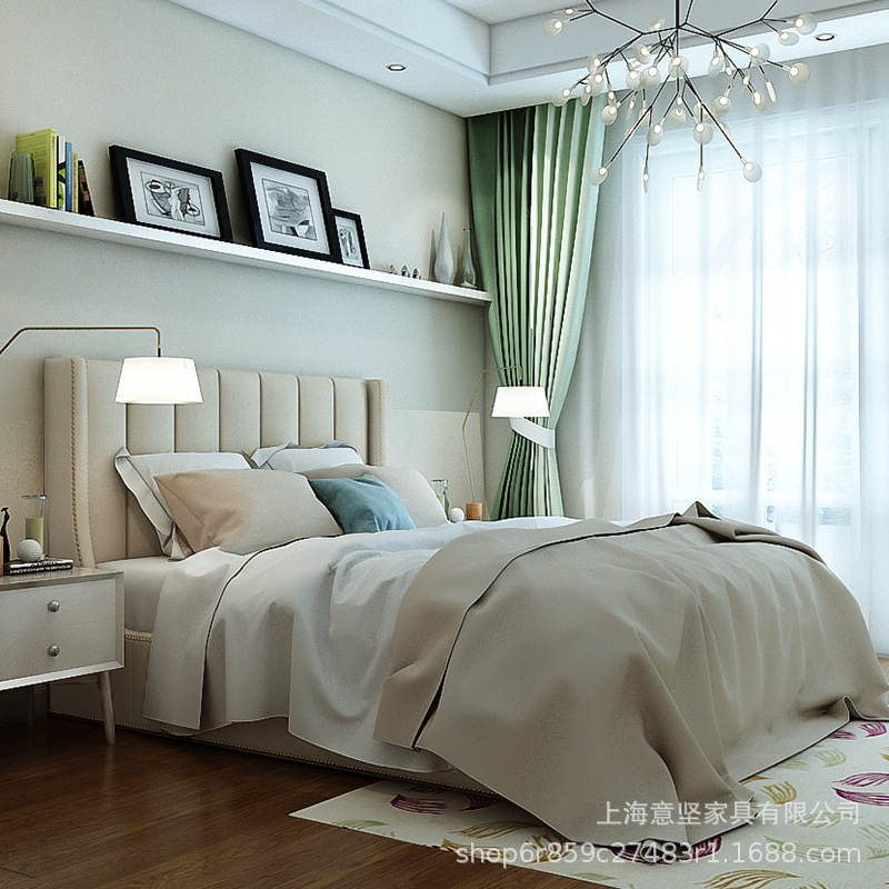 美式後現代輕奢布藝公主床ins網紅床美式簡約1.8/1.5米主臥床婚床