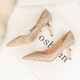 899-18 European and American high heels for women's shoes heel with shallow mouth pointed sequins sexy show thin nightclub single shoes wedding shoes