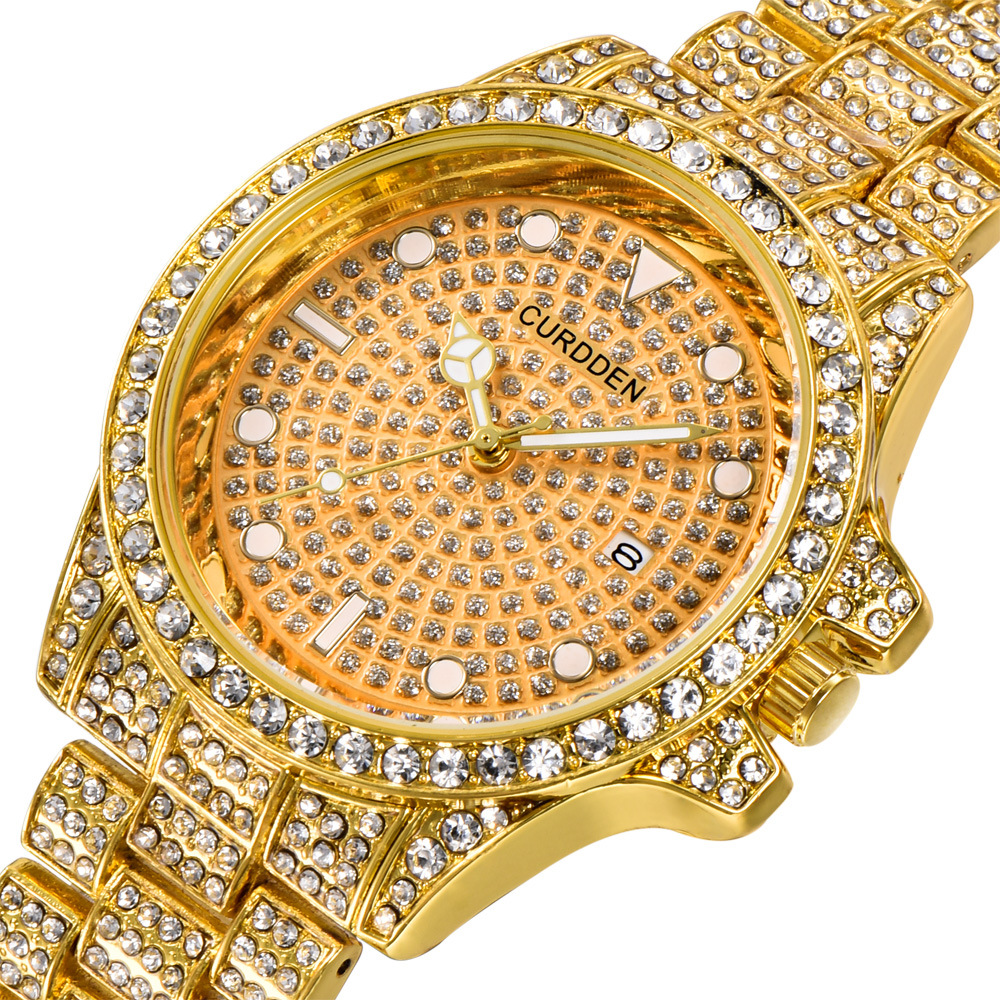 Mens Luxury Brand Watches Fashion Diamond Date Quartz Watch