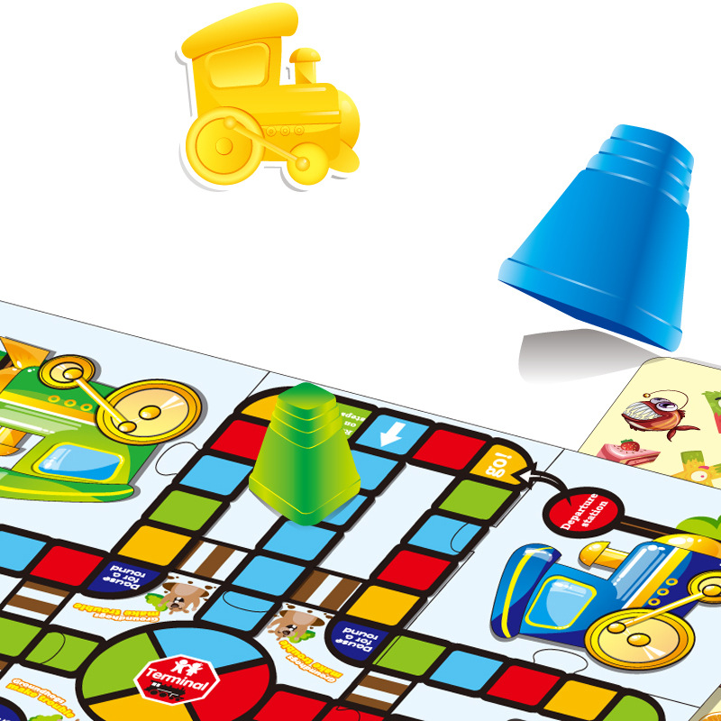 Niños Qizhi tren ajedrez memoria juego inglés juego de mesa juguete 2 en 1 Juego de mesa