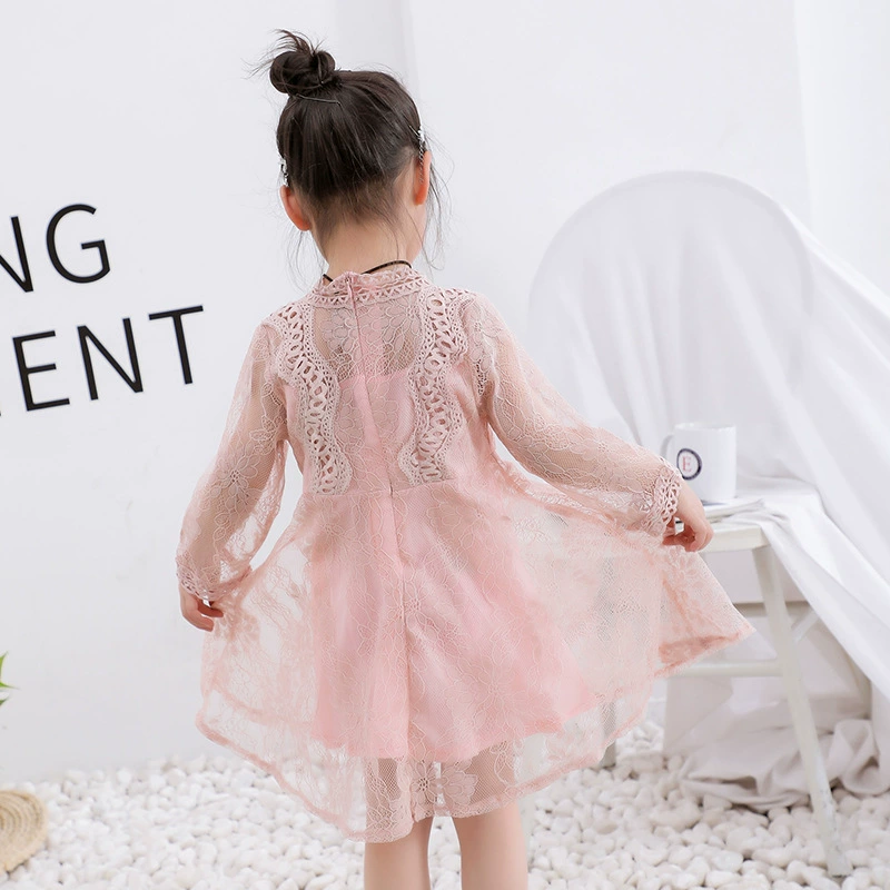 Dress Korean-style little princess lace autumn dress for girls, sizes 100–140 cm