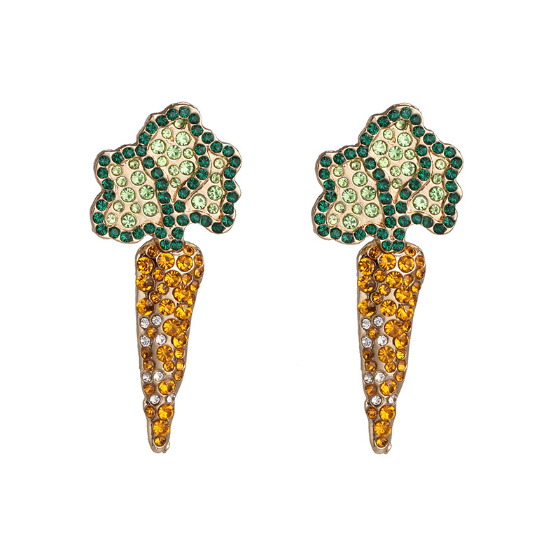 Fashion Personality Earrings Female Temperament Full Diamond Vegetable Carrot Earrings display picture 7