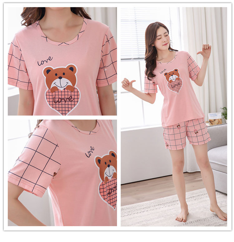 sbm-桃心方格熊短袖套装_07