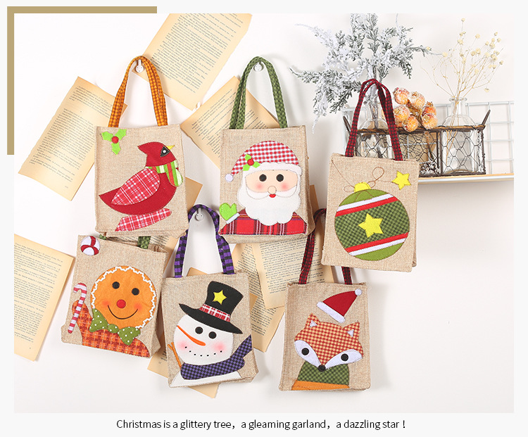 Christmas Linen Patch Embroidered Gift Bag Wholesale Nihaojewelry display picture 6