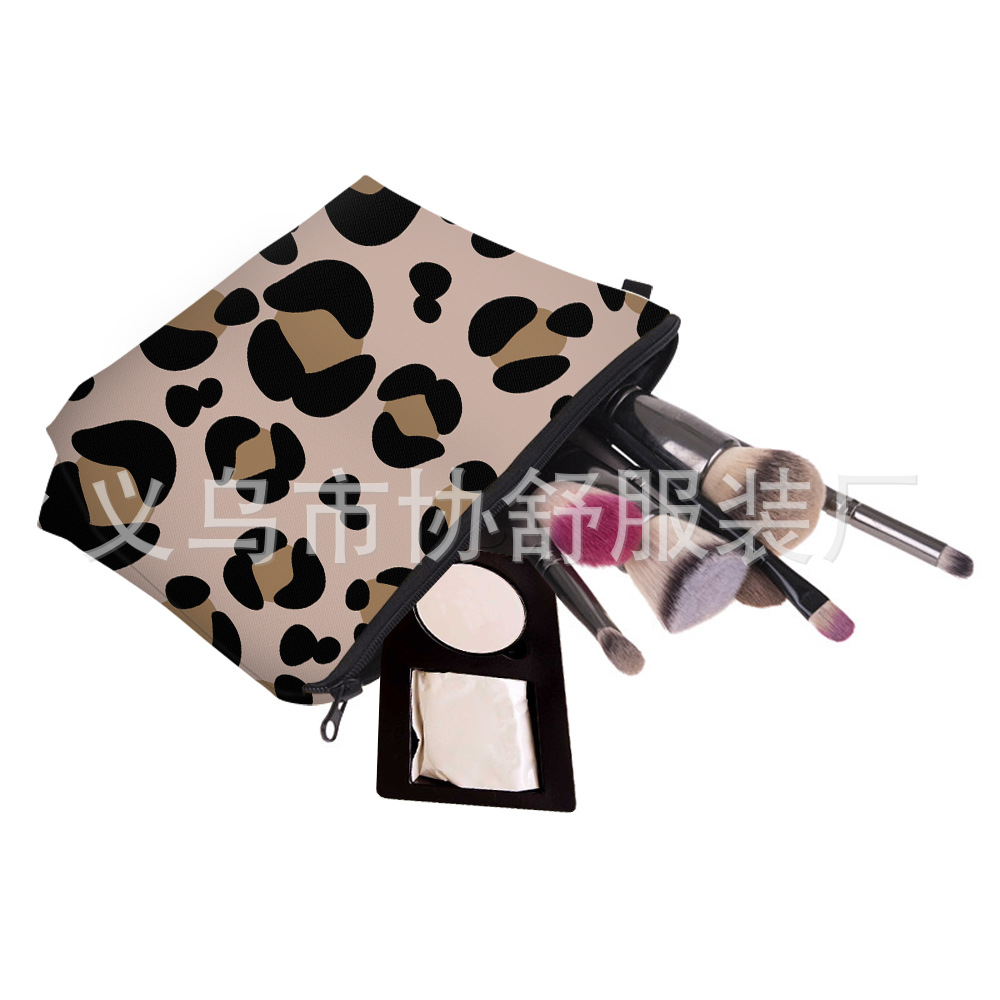 Express wish3d printed leopard cosmetic bag European and American style hand bag women's storage wash bag