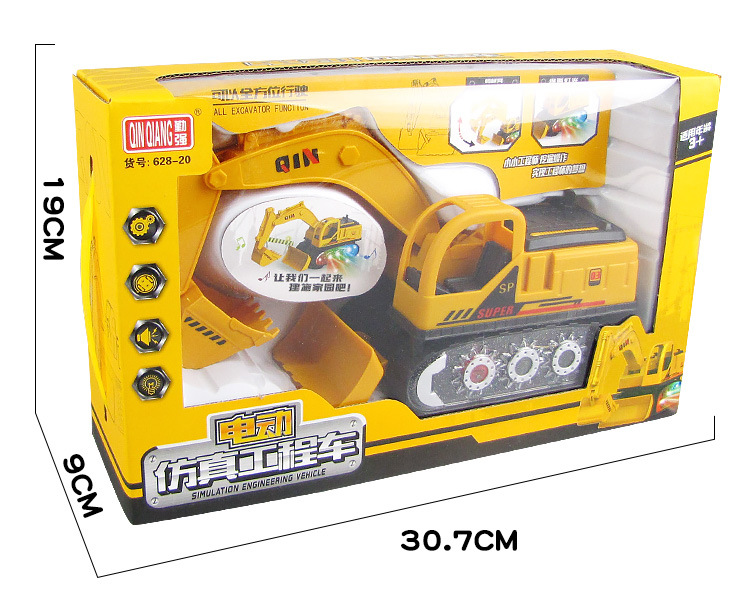 Nuevo eléctrico universal excavación suelo empujando ingeniería integrada simulación de vehículos modelo iluminación música juguetes para niños al por mayor