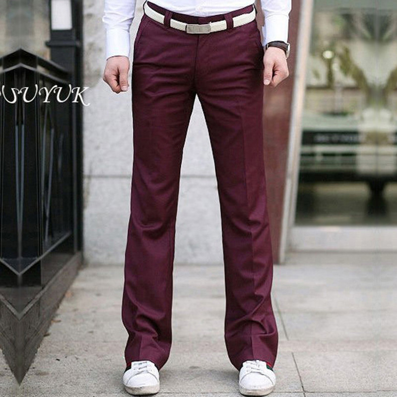 2019 nuevo estilo coreano pantalones de traje casual de pierna ancha recta de estilo británico de los hombres pantalones de traje Delgado de los hombres entrega de una sola pieza
