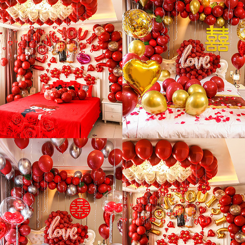 Wedding room decoration wedding balloon set 10-inch pomegranate red latex ball wedding new house bedroom decoration and layout supplies