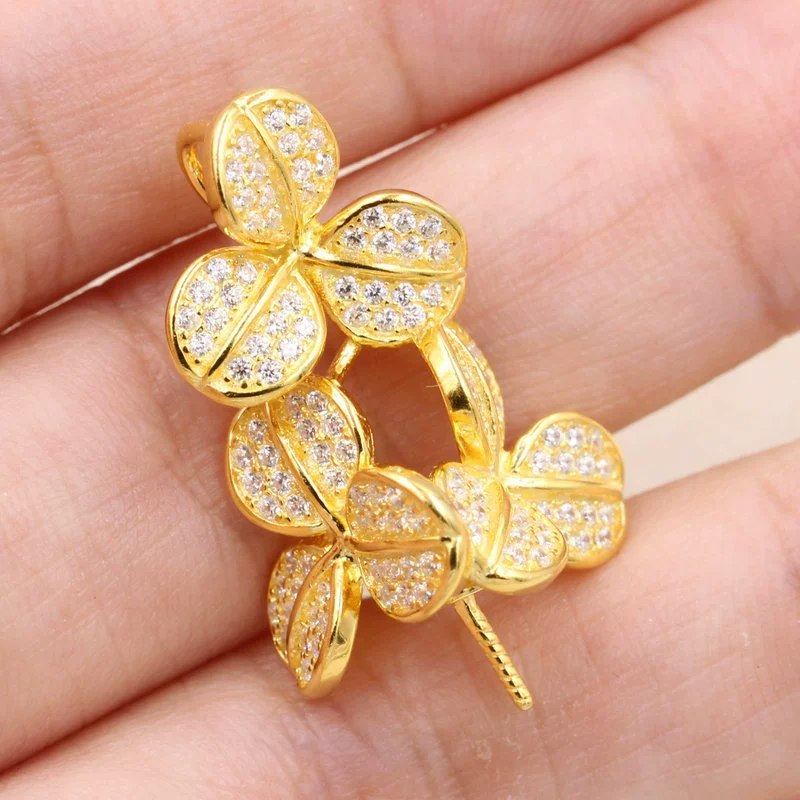 Подвеска и серьги из жемчуга, комплект аксессуаров, S925, серебро 925 пр., микроинкрустация, с цветочным узором