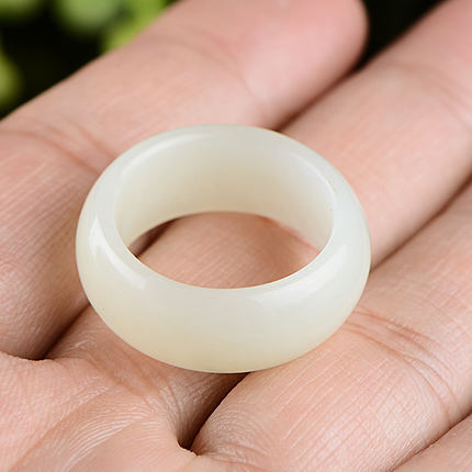 Ring with stone white jade