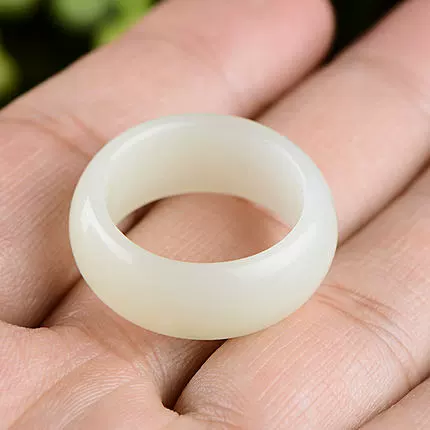 Ring with stone white jade