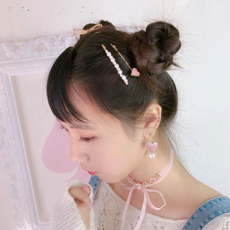 Korean Fashion Metal Bow Pearl Love Hairpin display picture 5