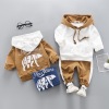 Spring cartoon children's clothing, set with letters, cap with hood for boys, sweatshirt, wholesale, children's clothing