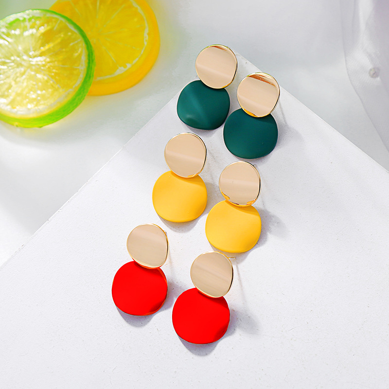 Korean Version Of S925 Silver Pin Earrings Fashion Contrast Color Earrings Drip Oil Earrings display picture 3