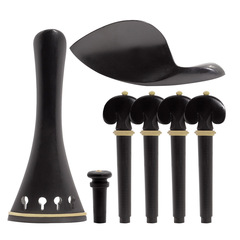 High-end ebony violin accessories set of four (bow plate + nut + cheek piece + tailpiece) for wholesale musical instruments
