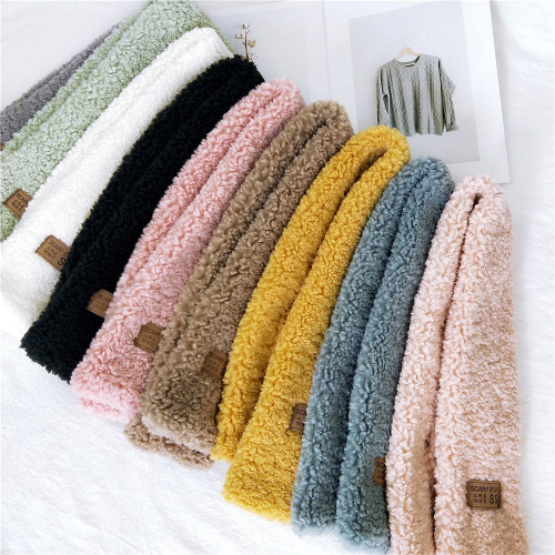 Korean style autumn and winter new plush scarf imitation lamb velvet plush scarf women's thickened warm curly scarf wholesale
