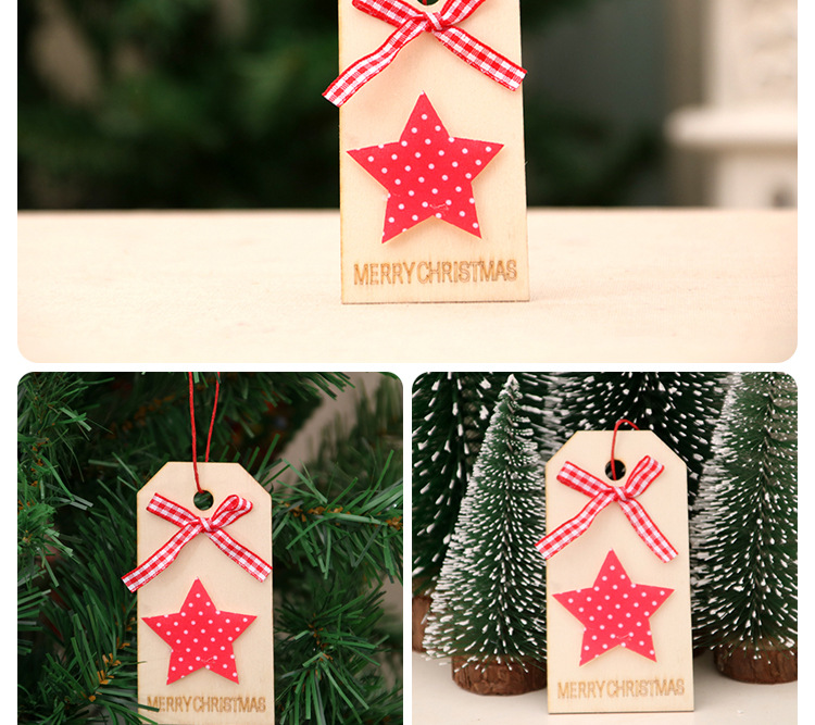 New Christmas Decoration Christmas Wooden Pendant Christmas Tree Pendant Bow Wooden Tagpicture6
