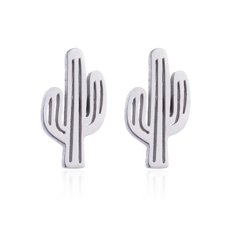 Fashion Cactus Stainless Steel Jewelry Set 2 Pieces display picture 3