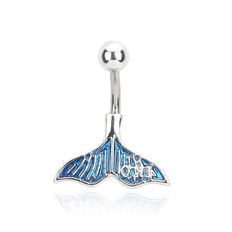 Новая модель из нержавеющей стали металлический пирсинг человеческого тела ювелирные изделия простой гальваническое масло капли русалка стальной пупок цвет пупок корейская версия