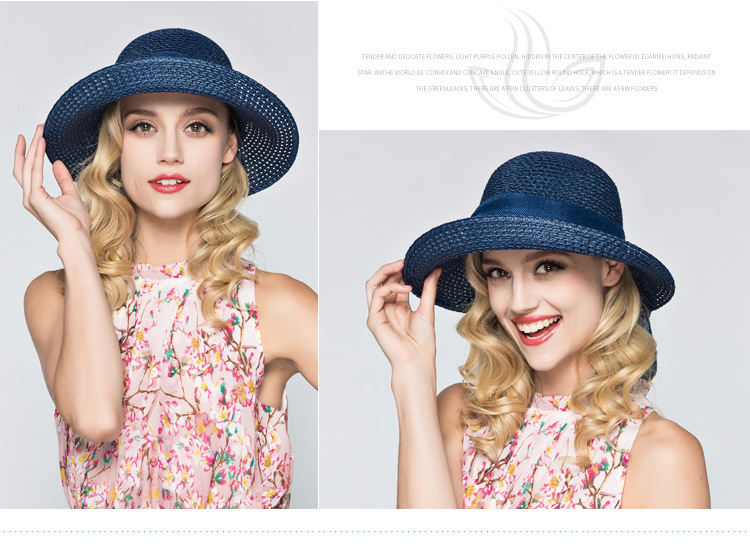 Women's Basic Solid Color Bowknot Crimping Straw Hat display picture 1