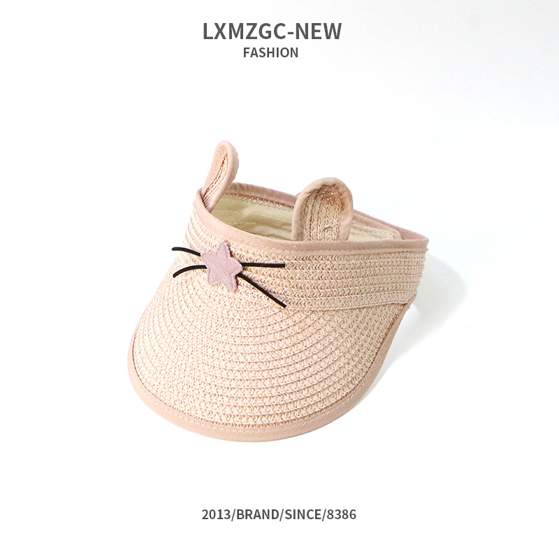 Korean Style Cute Cat Empty Top Children Straw Hat display picture 8