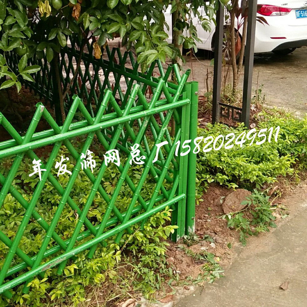 广州工厂供应不锈钢节管仿竹子篱笆围栏 翠绿色竹节式金属护栏
