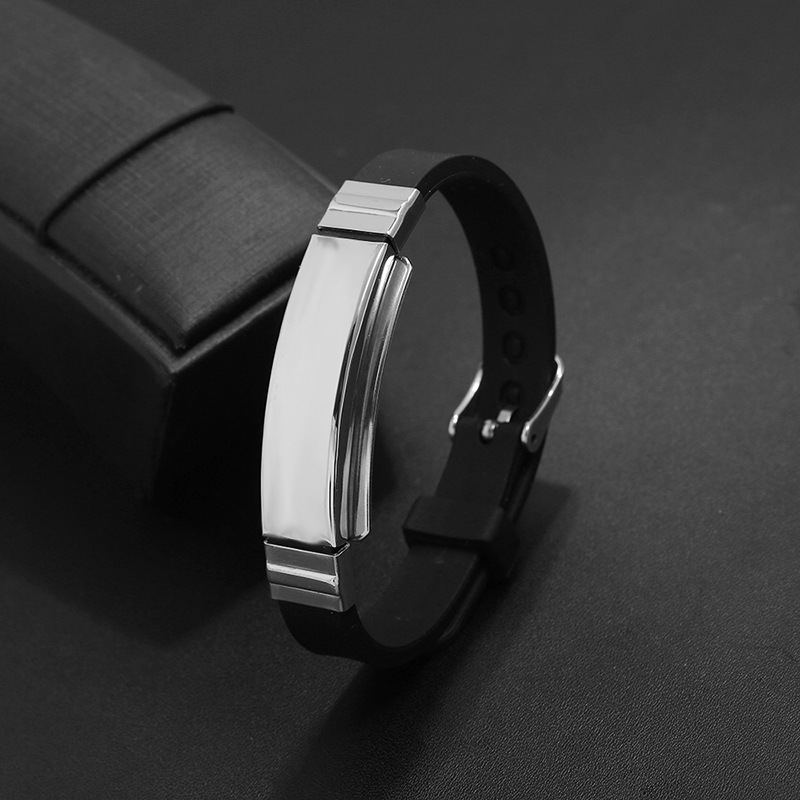 Stainless Steel Bracelet New Gift Menu0027s Feature Jewelry Personality Creative Silicone Bracelet