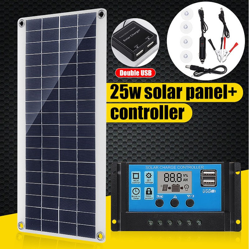 25W Flexible Lightweight Portable Solar Charging Board with Controller Solar Charger Solar Panel