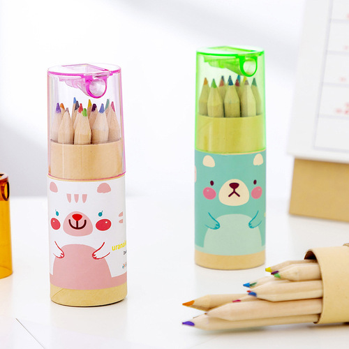 Cartoon 12 color painting brush sketch colored pencil children's gift student stationery opening event gift wholesale